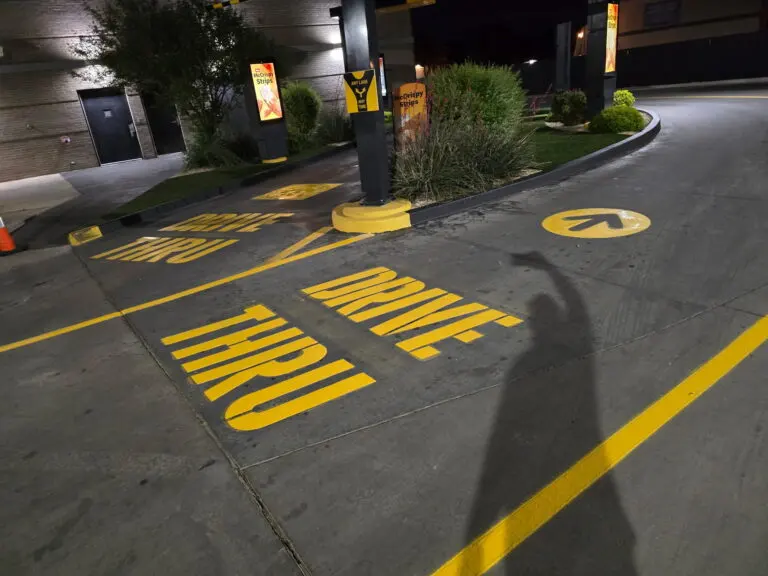 Drive-thru arrows and lane text