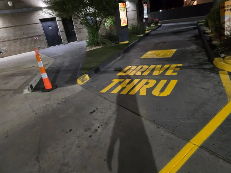DRIVE THRU stencil in yellow