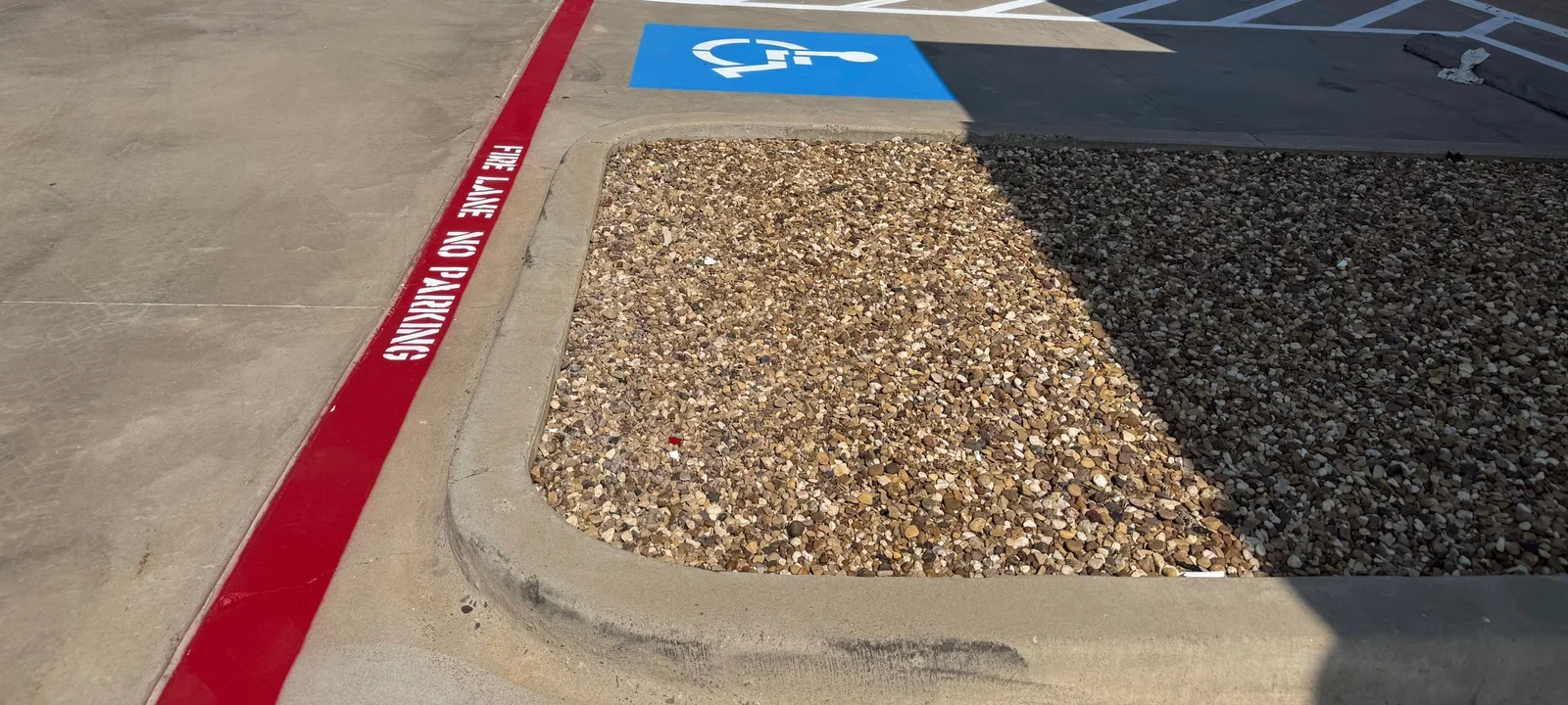 After striping · Accessible space beside the landscaped island