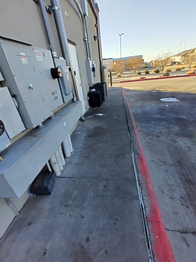 Service alley with a red fire lane curb