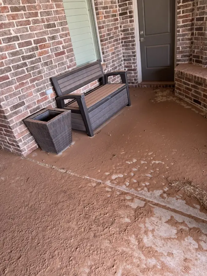 Before: mud-caked patio by the back door