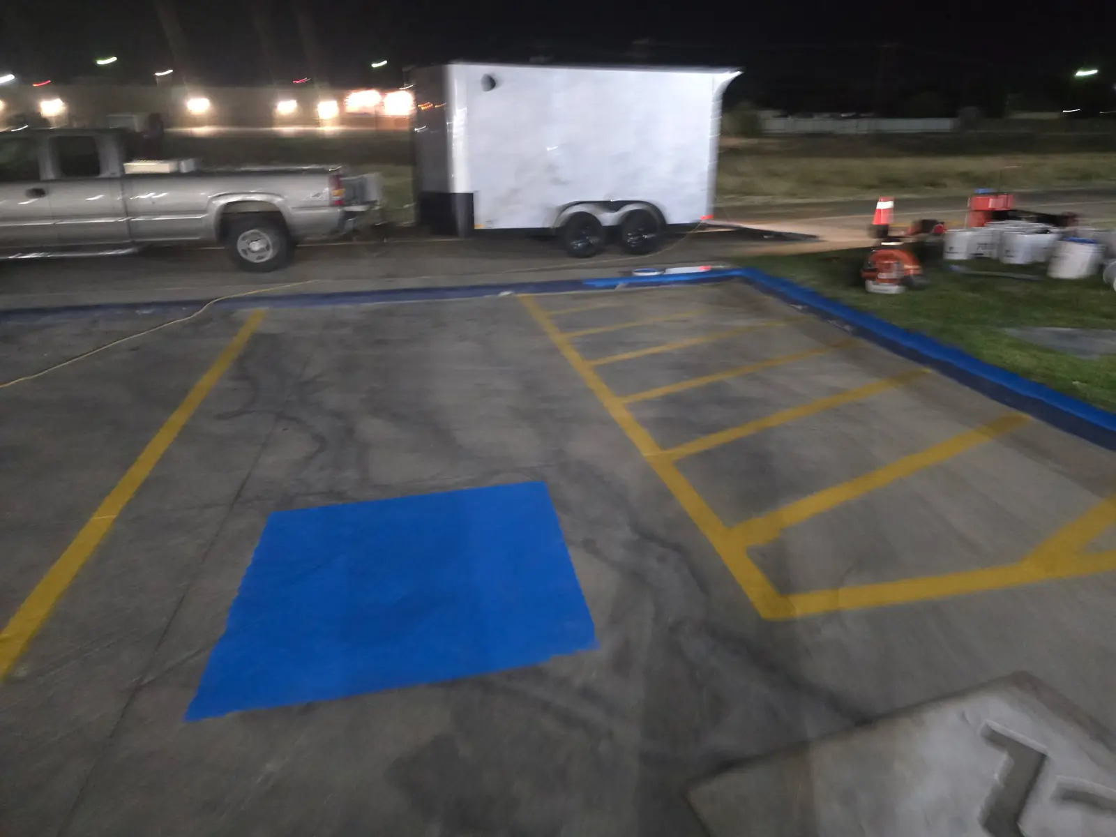 Accessible parking space being painted