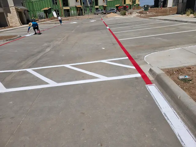 Crosshatch beside the red fire lane