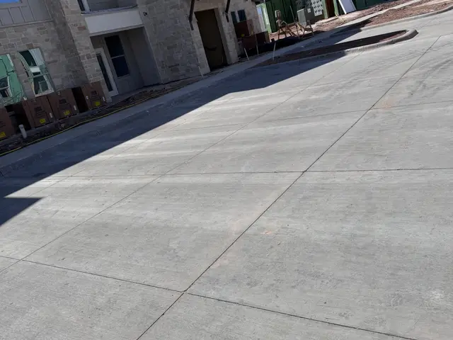 Clean drive at the building corner